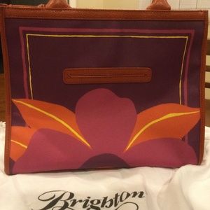 Brighton Vera Tropic Tote, Orange, red and pink floral